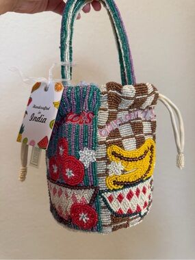 Viral Fruit Market Beaded Mini Drawstring Bucket Bag